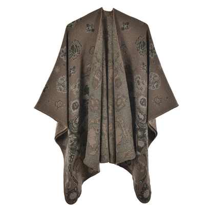 Dyany Vintage Style Poncho Bat Sleeved Boho Pattern Loose Jacket