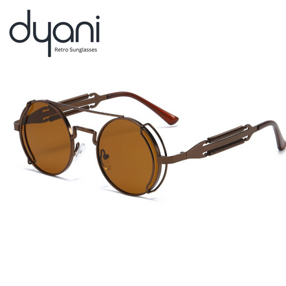 Dyani John Lennon Style Round Steampunk Metal Frame Sunglasses