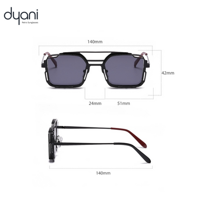 Dyani Polygonal Steam Punk Metal Frame Retro Sunglasses