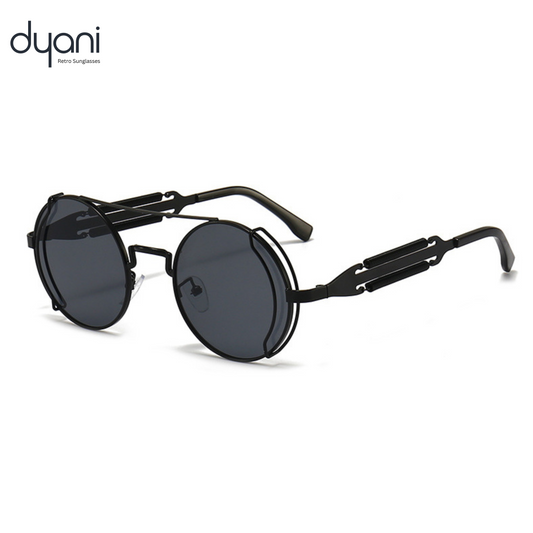 Dyani John Lennon Style Round Steampunk Metal Frame Sunglasses