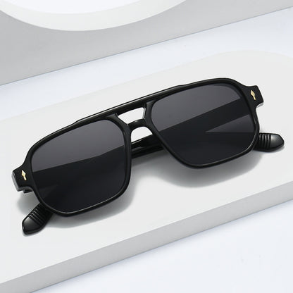 Dyani Retro Double Bridges Square Gradient Sunglasses