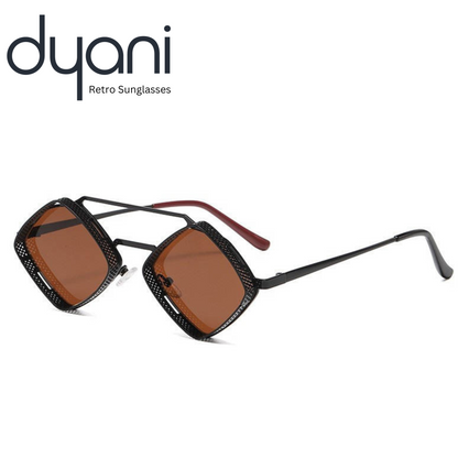 Dyani Retro Square Metal Hollow-out Double Bridge Frame Steampunk Sunglasses