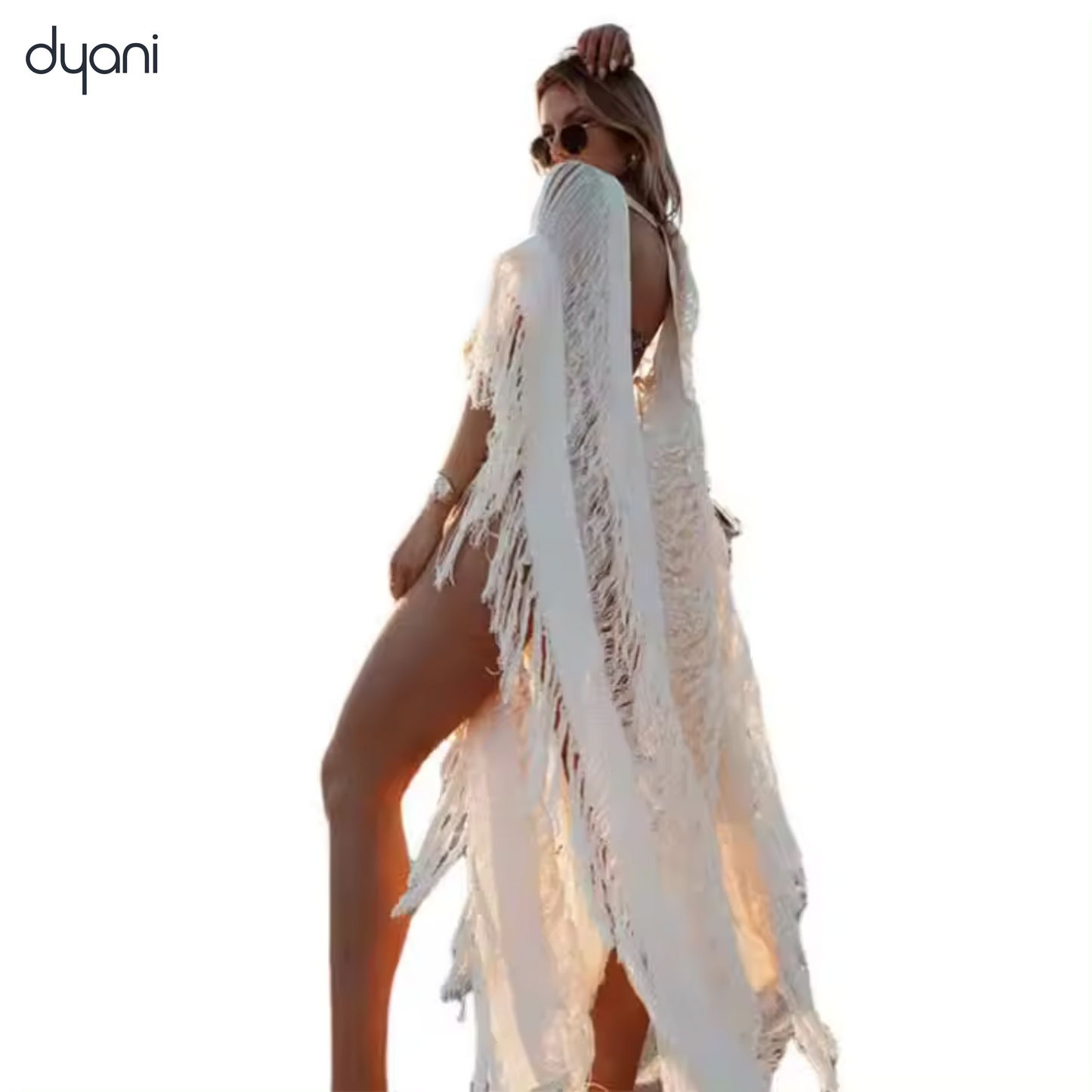 Knitted  Bikini Cover Ups Sleeveless Tassel  Hollow Out Beach Vestidos