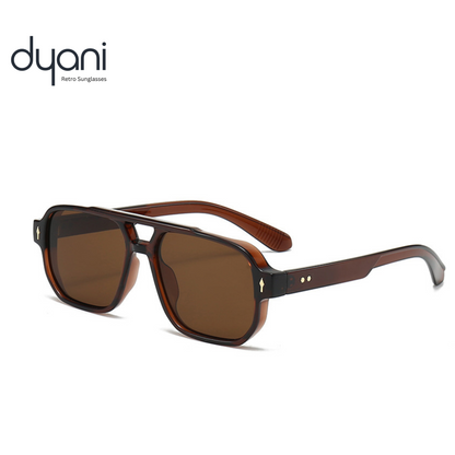 Dyani Retro Double Bridges Square Gradient Sunglasses