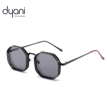 Dyani Vintage Hexagon Metal Frame Steampunk Hollow-out sunglasses