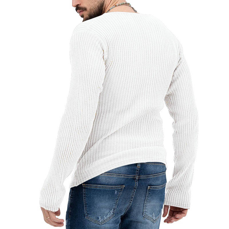 Dyani Men's V-neck Casual Long Sleeve Solid Color Sweater