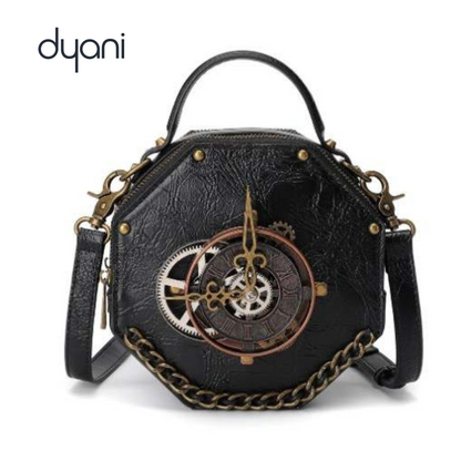 Retro Clock Shape Steampunk Shoulder Bag