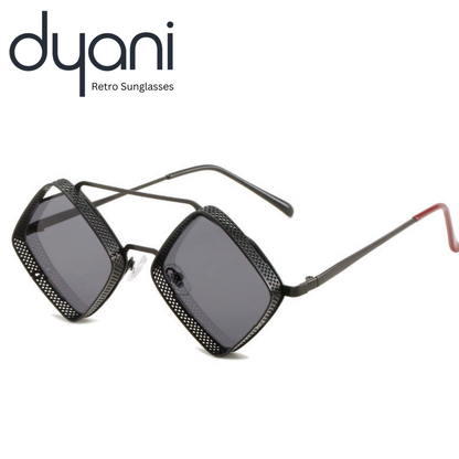 Dyani Retro Square Metal Hollow-out Double Bridge Frame Steampunk Sunglasses