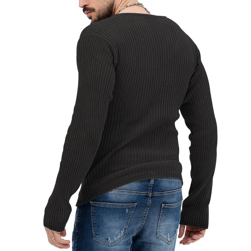 Dyani Men's V-neck Casual Long Sleeve Solid Color Sweater