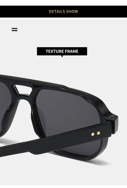 Dyani Retro Double Bridges Square Gradient Sunglasses