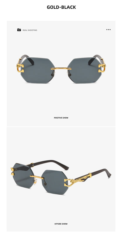 Dyani Retro Hexagon Rimless Sunglasses