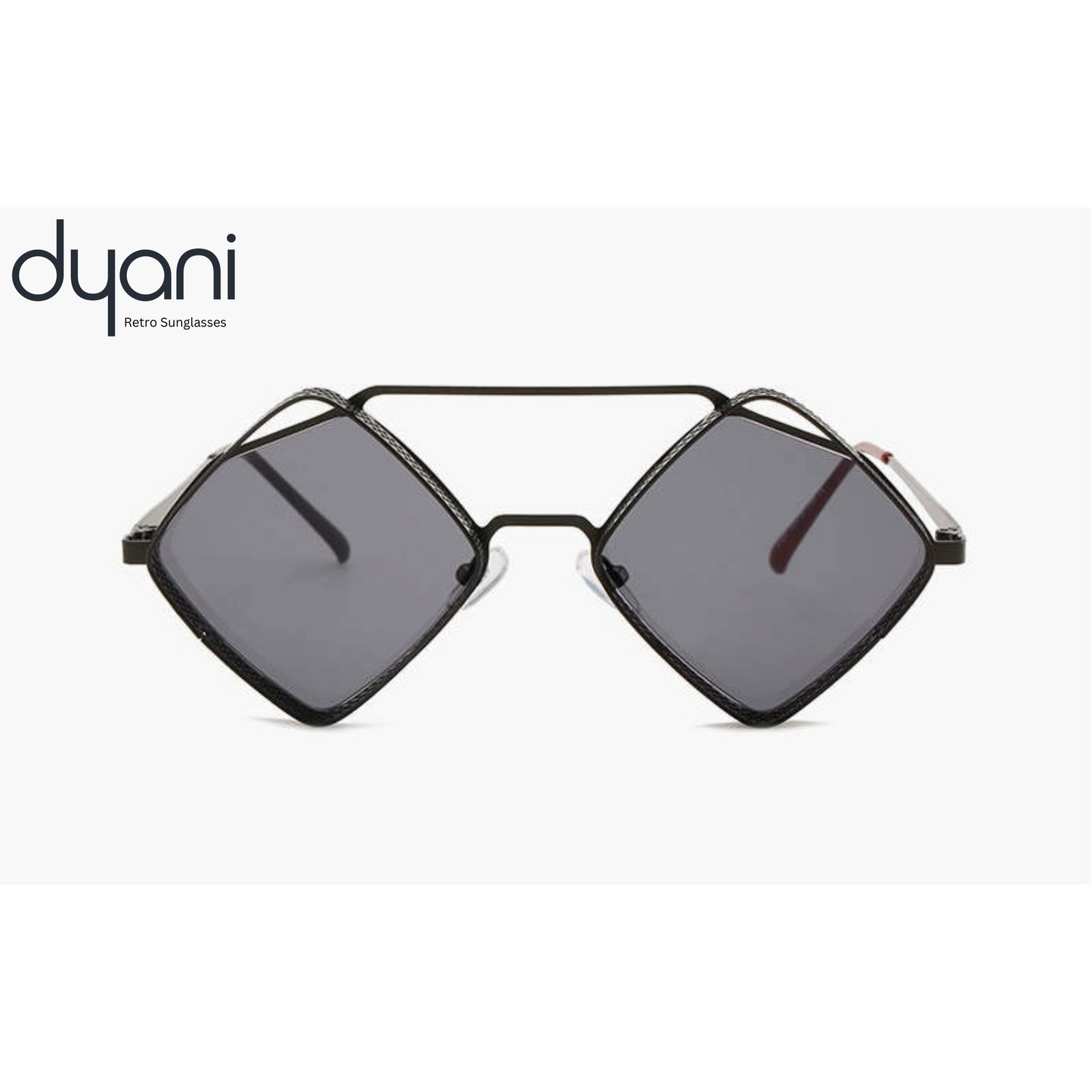 Dyani Retro Square Metal Hollow-out Double Bridge Frame Steampunk Sunglasses