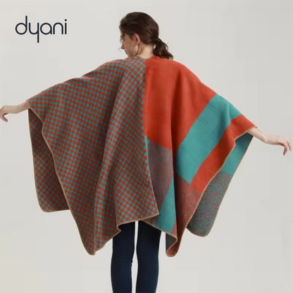 Dyany Vintage Style Poncho Bat Sleeved Boho Pattern Loose Jacket