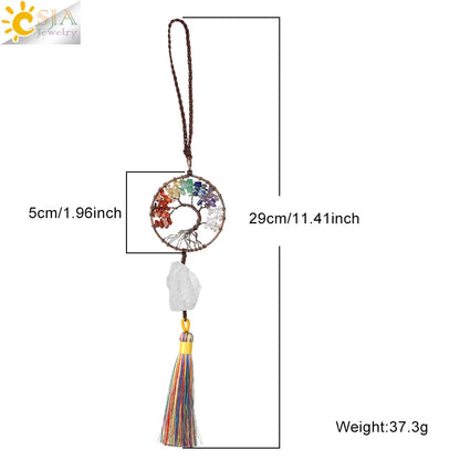 Natural Stone 7 Chakra Tree of Life Crystal Pendant