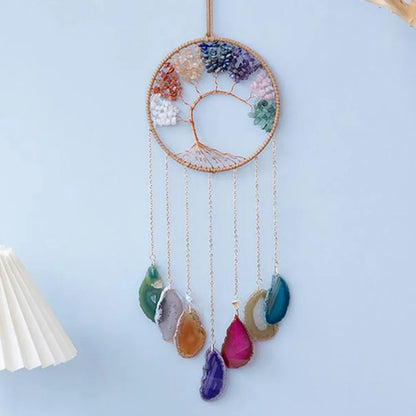 Purple, Multi colors, 7 Chakra Natural Gemstone Dream Catchers Home Decor