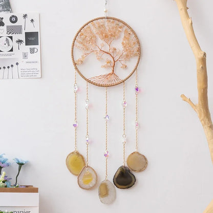 Natural Agate Dream Catchers 7 Chakra Gemstones Hanging Decoration