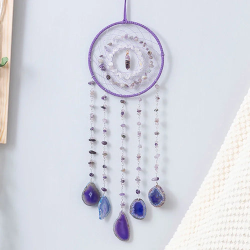 Purple, Multi colors, 7 Chakra Natural Gemstone Dream Catchers Home Decor