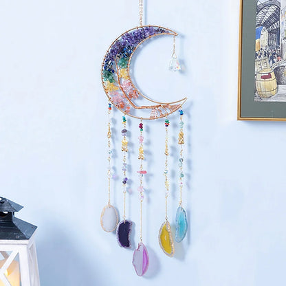 Purple, Multi colors, 7 Chakra Natural Gemstone Dream Catchers Home Decor