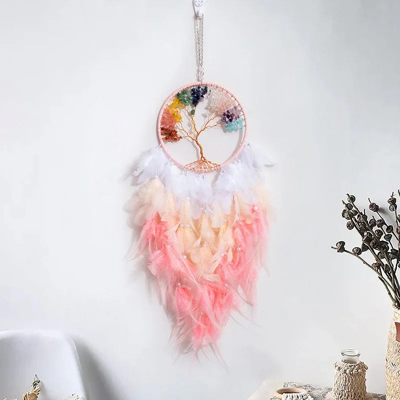 Colorful Natural Stone Tree Of Life Dream Catcher