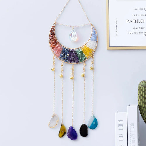 Purple, Multi colors, 7 Chakra Natural Gemstone Dream Catchers Home Decor