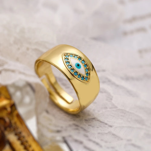 Exquisite Bohemian Adjustable Evil Eye Golden Rings