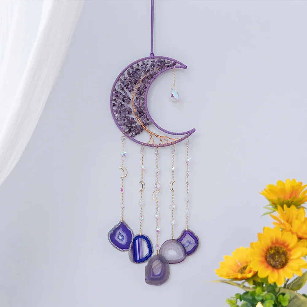 Purple, Multi colors, 7 Chakra Natural Gemstone Dream Catchers Home Decor