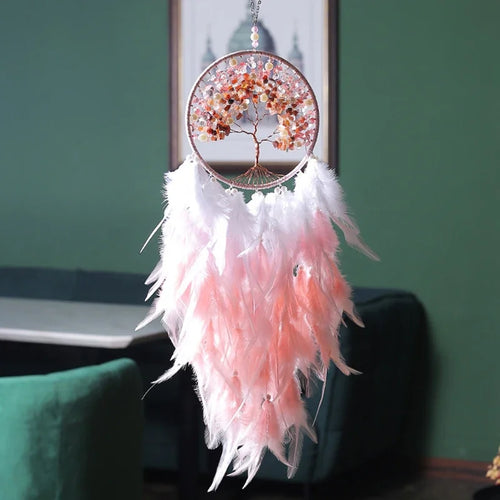 Colorful Natural Stone Tree Of Life Dream Catcher