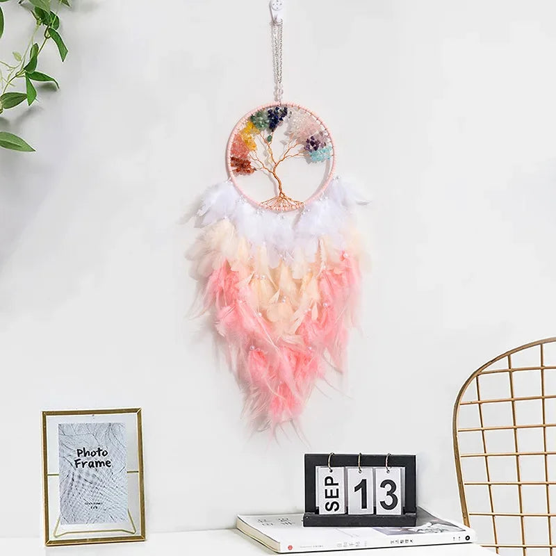 Colorful Natural Stone Tree Of Life Dream Catcher