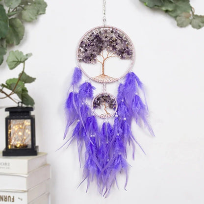 Colorful Natural Stone Tree Of Life Dream Catcher