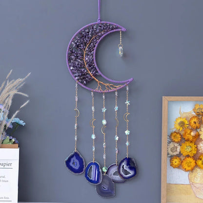 Purple, Multi colors, 7 Chakra Natural Gemstone Dream Catchers Home Decor