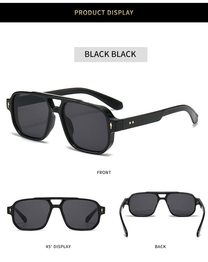 Dyani Retro Double Bridges Square Gradient Sunglasses